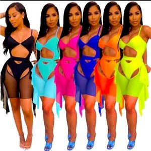 One piece swimsuit with coverup